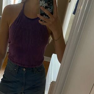 Purple tie-halter top